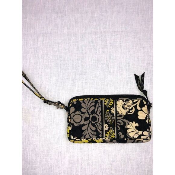 Vera Bradley Baroque Tech Cosmetic Wristlet Wallet White Yellow Black Floral - Picture 3 of 7